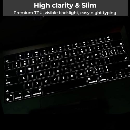 EooCoo Premium Keyboard Cover Skin Protector, Laptop Accessories Compatible with 2026 2025 2024 2023 2022 2021 M5-M1 Pro/Max MacBook Pro 14/16, M5-M2 MacBook Air 13/15, 2026 MacBook Neo 13, Clear - color: Clear