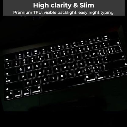 EooCoo Premium Keyboard Cover Skin Protector, Laptop Accessories Compatible with 2026 2025 2024 2023 2022 2021 M5-M1 Pro/Max MacBook Pro 14/16, M5-M2 MacBook Air 13/15, 2026 MacBook Neo 13, Clear - color: Clear