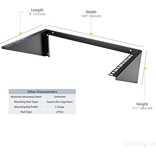 StarTech 6U Vertical Wall-Mount Patch Panel Rack, 19in, TAA (RK619WALLV) - size: 6U