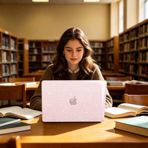 MOSISO Sparkly Glitter Case Compatible with MacBook Neo Case 13 inch 2026 Release Model A3404 with A18 Pro Chip, Crack-Resistant Protective Hard Shell Case&Keyboard Cover&ScreenFilm&Pouch, Blush - color: Blush