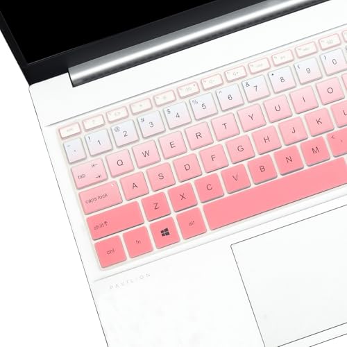 Keyboard Cover for 15.6 17.3 HP Laptop 17-cn 17-cp 15-fc 15-fd 15-eg 15-eh 15-er Series 15-fc0025dx fc0093dx 15-fd0023dx 15-fd0005dx 15t-fd100 15z-fc000 15t-eg300 17t-cn300/cn400 17-cn4033cl 17z-cp200 - color: GradientPink(Regular Letters)