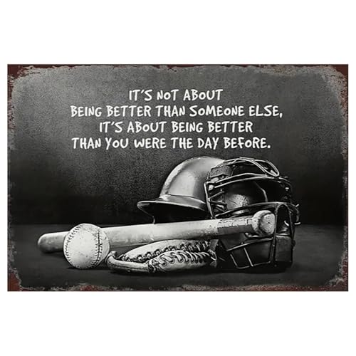 Vintage Baseball Decor 12x8 Metal Sign Boys Bedroom Gifts with Quotes | inspirational prints,fan merch,boys accents,baseball poster,game memento,teen trinkets,durable - color: PM321036, size: 12" x 8"