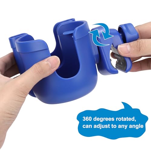 Accmor Stroller Cup Holder with Phone Holder, Bike Cup Holder, Universal Cup Holder for Uppababy Nuna Doona Strollers, 2-in-1 Cup Holder for Walker, Wheelchair, Scooter - color: All Dark Blue & All Dark Blue