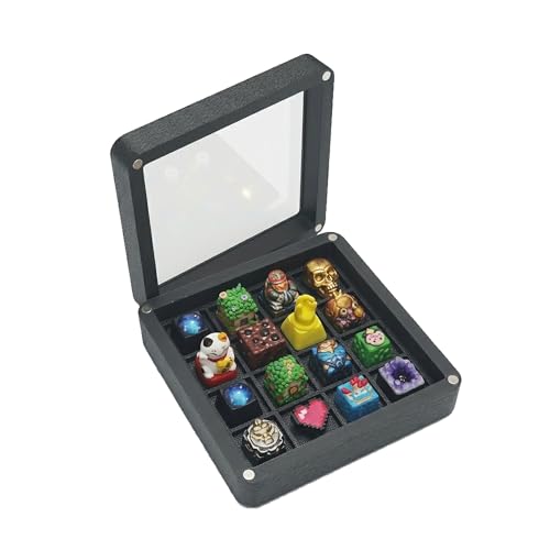 16-Slot Artisan Keycap Case: 22mm Extra-Deep Storage Box with Magnetic Lid | Fits SA, MT3 & High-Profile Resin Sculptures | Matte Black Industrial Desktop Display - color: Matte Black