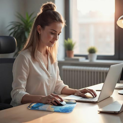 Ergonomic Mouse Pad with Gel Wrist Rest (1"& 1.2" Dual Height) - Mouse Pads Compact Mousepad Desk Mat Office, Gaming & Carpal Tunnel Relief | Non-Slip Rubber Base Blue Nebula - color: Blue Nebula