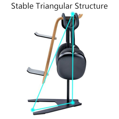 Controller Stand and Headphone Stand, Creative Wooden Controller Holder for Game Room Décor, Controller Stand for Desk, Fit Xbox, PS4, PS5