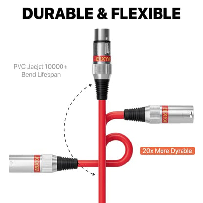 EBXYA XLR Cable 10 ft 10 Packs - Premium Balanced DMX Cable, XLR Male to Female Microphone Cable - color: 10 Colors, size: 10ft