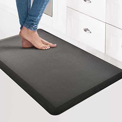 Art3d Anti Fatigue Mat - 1/2 Inch Cushioned Kitchen Mat -Comfort & Non Slip Cushion for Standing Desk, Office or Garage Floor (17.3"x28", Black) - color: Black, size: 28"L x 17.3"W x 0.5"Th