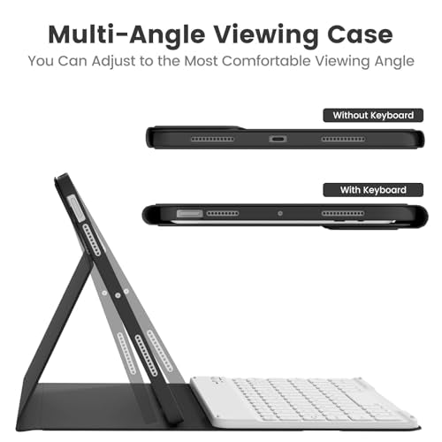 Case with Keyboard for iPad Air 11 Inch M4/M3/M2, Black | for iPad Air 5th/4th Generation 10.9 Inch, Magnetic Detachable Bluetooth Keyboard Cover with Pencil Holder, Auto Sleep/Wake - color: Black