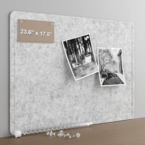 Felt Bulletin Board for Wall 24" x 18" Unfolded Size, Small Frameless Felt Pin Board, Soft Cork Board Alternative for Office, Home Planning, Notes, Photos & Wall Decor, Foldable Shipping, Easy Install - color: Light Grey, size: 18" x 24"