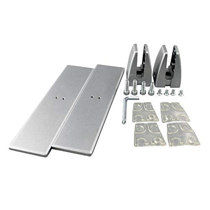 2 Pcs Sneeze Guard Clamp, Bracket Sneeze Guard Shield Base for Countertops, Stick On Heavy Duty Auminum Partition Guard Clamp, Panel Support Clamp Stand for Clear Desktop Counter Reception - color: Argentée