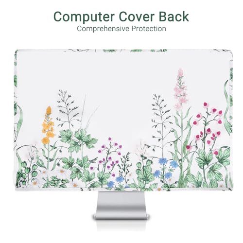 MOSISO Monitor Dust Cover 22,23,24,25 inch Anti-Static Dustproof LCD/LED/HD Panel Case Lush Weeds Computer Screen Protective Sleeve Compatible with iMac 24 inch, 22-25 inch PC, Desktop and TV, White - size: 22-25 inch
