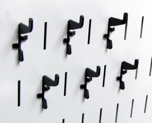 Wall Control Standard Slotted Hook Pack - Slotted Metal Pegboard Hooks Pegboard and Slotted Tool Board - Black - color: Black, size: 6 Count (Pack of 6)