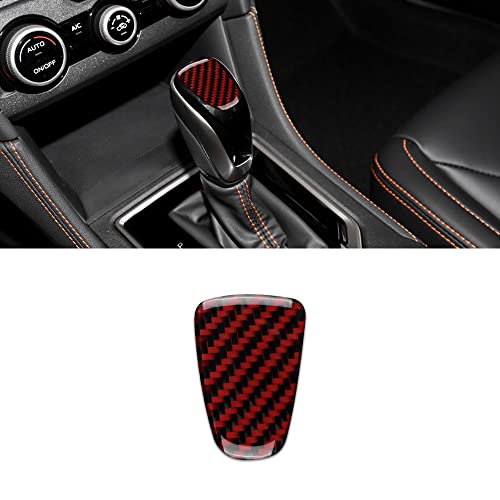 AIRSPEED Car Gear Shift Knob Head Cover Sticker Carbon Fiber Interior Trim for Subaru Impreza 2017-2023 Crosstrek 2018-2023 Accessories (Black with Red) - color: Knob Head Cover-Black with Red