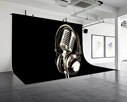 9x6ft Music Theme Birthday Background Microphone Birthday Party Decoration Music Theme Party Photography Background Props BJAY13 - size: 9x6FT