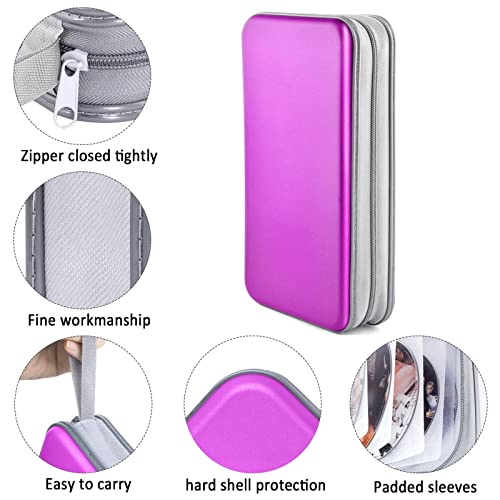 DVD Case, Bivisen CD Case Holder Wallet Binder 96 Capacity CD/DVD Cases Storage Holder Binder Organizer Wallet Book for Car Home Travel (Puple) - color: Puple