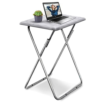 Garden 4 you Tv Trays, Folding Tray Table, Dinner Tray Table with No Assembly Required&Sturdy, Foldable Snack Eating Trays Table for Living Room, 15 x 18.9 x 26 in(White Marble,1PC) - color: White Marble, size: 1pc