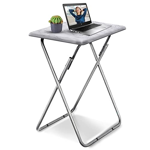 Garden 4 you Tv Trays, Folding Tray Table, Dinner Tray Table with No Assembly Required&Sturdy, Foldable Snack Eating Trays Table for Living Room, 15 x 18.9 x 26 in(White Marble,1PC) - color: White Marble, size: 1pc
