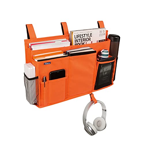 Surblue Caddy Hanging Organizer Bedside Storage Bag for Bunk and Hospital Beds, Orange, L - color: Orange, size: Large
