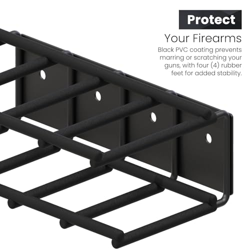 UNITEDPOWER Wall Mount Pistol Rack, 4 Handgun Holder for Gun Cabinet Storage, Revolvers Safe Organizer, Metal Gun Stand Fit Most Pistols With Laser Sights