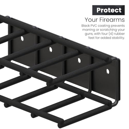 UNITEDPOWER Wall Mount Pistol Rack, 4 Handgun Holder for Gun Cabinet Storage, Revolvers Safe Organizer, Metal Gun Stand Fit Most Pistols With Laser Sights