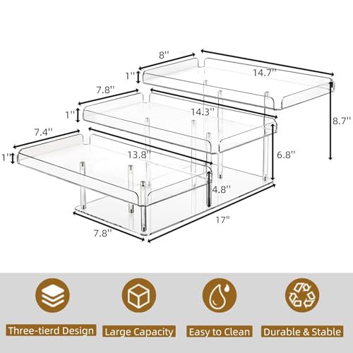 Clear Cupcake Stand, 3 Tiered Acrylic Dessert Table Display Set | 54 Cupcakes Large Food Display Riser Serving Platter for Wedding, Party, Baby Shower, Buffet