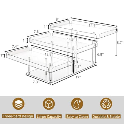 Clear Cupcake Stand, 3 Tiered Acrylic Dessert Table Display Set | 54 Cupcakes Large Food Display Riser Serving Platter for Wedding, Party, Baby Shower, Buffet