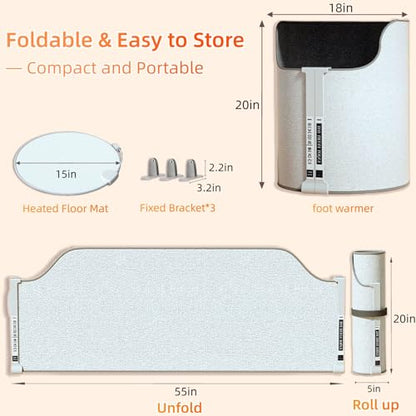 Under Desk Heater, 150W Quiet Foot Warmers for Feet with Detachable Foot Heating Pad, Graphene Radiant Heat Panel with Thermostat & Timer, Portable Energy-Saving for Office/Home chochoyah - color: Light Grey Cylindrical
