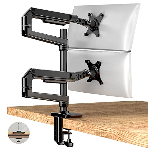 Ergounion Dual Monitor Mount, Holds Screens up to 40 Inches and 25 lbs, Fully Adjustable Dual Monitor Arm with C-Clamp and Grommet Base, Aluminum, Black - color: Black, size: Dual