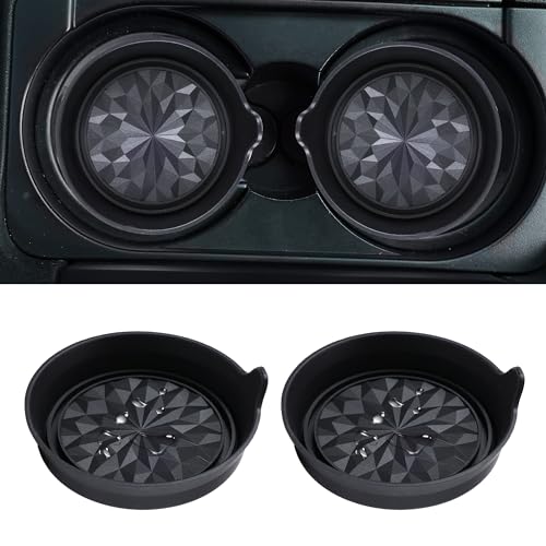 Amooca Car Cup Coaster Universal Automotive Waterproof Non-Slip Cup Holders Sift-Proof Spill Holder Car Interior Accessories 2 Pack Black Flower - color: Black Flower Solid, size: 2 Pack