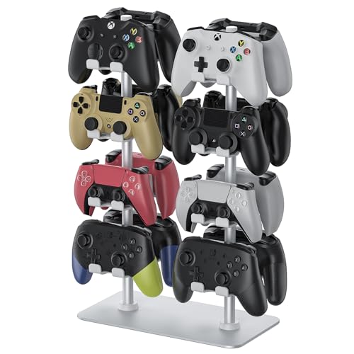 MANMUVIMO Controller Holder for 16 Xbox PS5 PS4 Gaming Controller, Video Game Controller Holder Headphone Stand for Desk, Gamer Gifts for Men, Gaming Room Accessories Maximum Organizer (White) - size: 16 Controller Holder White