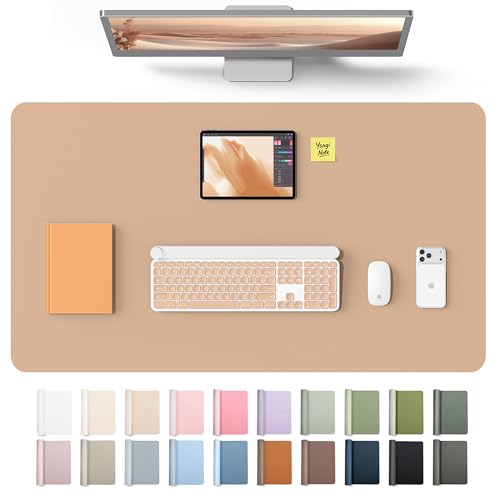 YSAGi Leather Desk Protector, Office Mat, Large Mouse Mat, Non-Slip PU Leather Blotter, Laptop Desk Mat, Waterproof Writing Pad for Office and Home(Latte, 40" x 24") - color: Latte, size: 40" x 24"