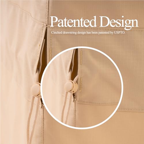 WJ-X3 Stackable Patio Chair Cover, Heavy Duty, Wind Resistant and Waterproof Outdoor Lawn Patio Chair Covers, 28W x 36D x 45H, (4-6 Stacked Chairs), Beige, 1-Pack - color: Beige, size: 28W x 36D x 45H, 1-Pack, Stacked Chairs (4-6)