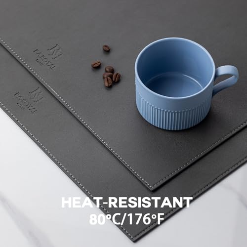 Baroyal Faux Leather Placemats Set of 6 Vinyl Washable Wipeable Table Mats for Kitchen Dining Table Heat Resistant Waterproof Modern Indoor/Outdoor Placemats Non-Slip Easy Clean Place Mats (Dark Gray) - color: B-dark Gray