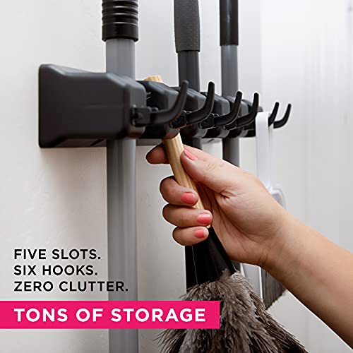 EXTRA GRIP Mop & Broom Holder Wall Mount - Wall Hanging Garden Tool & Utility Closet Organizer, Mop & Broom Hook, Broom Hanger Wall Mount, Mop Broom Organizer, Wall Mounted Broom Rack Storage (2 Pack) - color: Black, size: 2 Pack