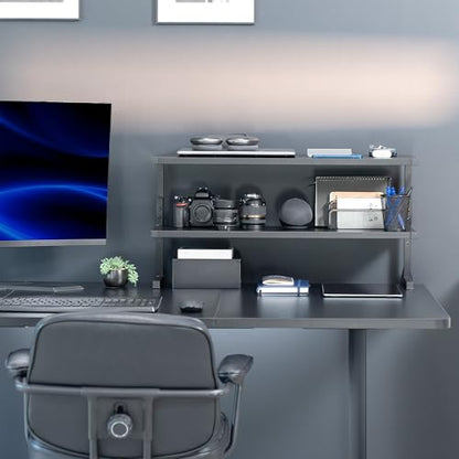 VIVO Black Clamp-on 30 inch 2-Tier Desk Shelf, STAND-SHELF30C | Above or Below Desk, 2 Level Shelving Unit for Table Accessories, Gaming Devices, and More, Storage Tray, Desktop Organizer