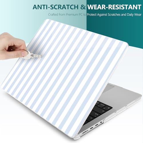 DONGKE Compatible with MacBook Pro 16 Inch Case (2026-2021 Release, M5 M4 M3 M2 M1 Pro/Max Chip), Plastic Hard Shell with Keyboard Cover & Screen Protector for MacBook Pro 16", Blue & White Stripes - color: Blue & White Stripes