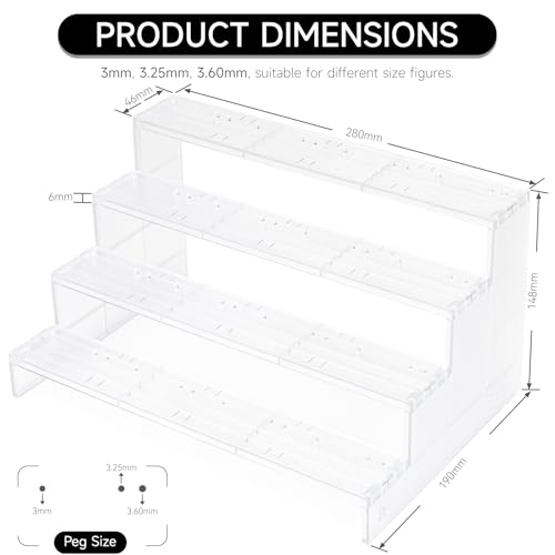 6 inch Acrylic Riser Display Shelf,Clear Action Figures Stands With PEG,4 Tier Toy Collectibles Organizer Compatible with 1/12 Scale Action Figure Toy (Only Fit For 6 inch SW Black Series Figure Toy-Clear) - color: Only Fit For 6 inch SW Black Series Figu