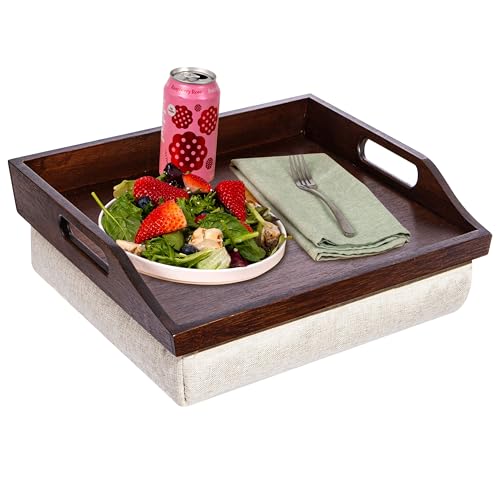 ROSSIE HOME Bamboo Wood Bed Tray, Lap Desk with Detachable Cushion, Serving Tray - Java - Fits up to 15.6 Inch Laptops - Style No. 76102 - color: Java, size: Single Tray