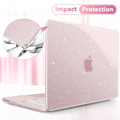 May Chen Compatible with MacBook Neo 13 inch Case 2026 Model A3404, Plastic Hard Shell,Keyboard Cover,Screen Protector,Dust Plug, for MacBook Neo 13" with A18 Pro Chip, Glitter Sakura Pink - color: Glitter Sakura Pink