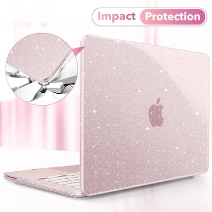 May Chen Compatible with MacBook Neo 13 inch Case 2026 Model A3404, Plastic Hard Shell,Keyboard Cover,Screen Protector,Dust Plug, for MacBook Neo 13" with A18 Pro Chip, Glitter Sakura Pink - color: Glitter Sakura Pink