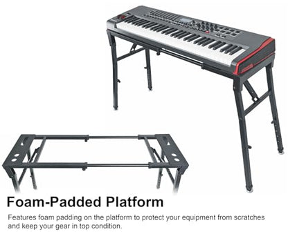 Rockville PKS35 Adjustable Platform Keyboard Stand, Steel, Foam Pads, Precise Adjustments, Folds Flat, Swivel Feet, Perfect for Performers, Live Music