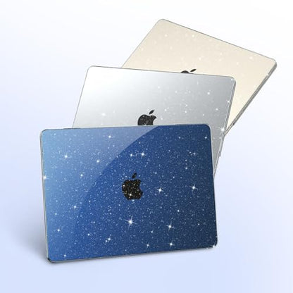 EooCoo Case Compatible with MacBook Air 13 inch M5 2026-2022 Release M4 M3 M2 A3449 A3240 A3113 A2681, Glitter Hard Shell&Keyboard Skin Cover&Screen Protector for Mac Air 13.6 inch, Sparkly Midnight - color: Glitter Midnight