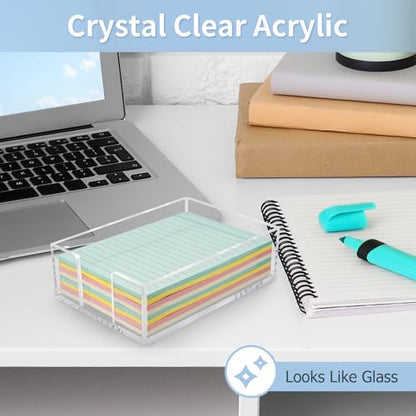 Acrylic Sticky Note Holder, 4 x 6 Crystal Clear Sticky Note Dispenser Acrylic Notepad Holder for School Home Office Desk Organization - size: 4x6"