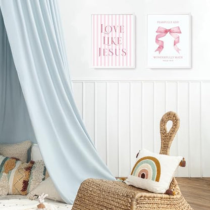 LARTSFRO Coquette Pink Bow Jesus Wall Art Decor Posters, Light Pink Bow Christian Room Bedroom Bathroom Dorm Wall Art Decor Aesthetic for College Teen Girls Gifts, Inspirational Bible Verses Bow Wall Decor, 10x8 Inch Set of 4 Bow Pictures (UNFRAMED) - col