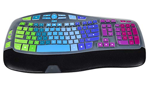 Colorful Keyboard Cover Compatible with Logitech K350 MK550 MK570 Wireless Wave Keyboard, Logitech K350 MK550 MK570 Full Keyboard Protector Skin -Rainbow - color: Rainbow