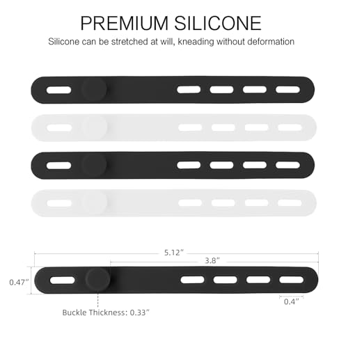 Donruby 24Pcs Silicone Cable Ties - Reusable & Washable with Locking Buckles, Adjustable Fastening Cable Management Straps, Multi-Purpose High Elasticity Cord Organizer (Black & White) - color: Black & White