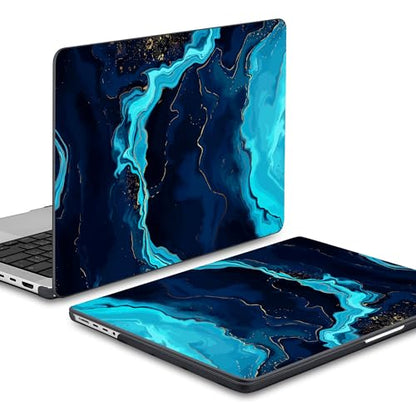 DONGKE Case for MacBook Pro 14 Inch (2026-2021 Release, M5 M4 M3 M2 M1 Pro/Max Chip), Plastic Slim Hard Shell Protective Cover with Keyboard Cover & Screen Protector, Blue Marble - color: Blue Marble