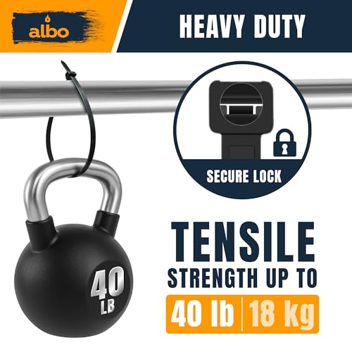 ALBO Zip Ties Black 8 Inch 1000 Pack 40 lb, Long Plastic Cable Ties Thick 0.14 Inch Tie Wraps Heavy Duty UV Resistant Nylon Wire Ties for Indoor and Outdoor - size: 8" Black 1000 Pack 40lb