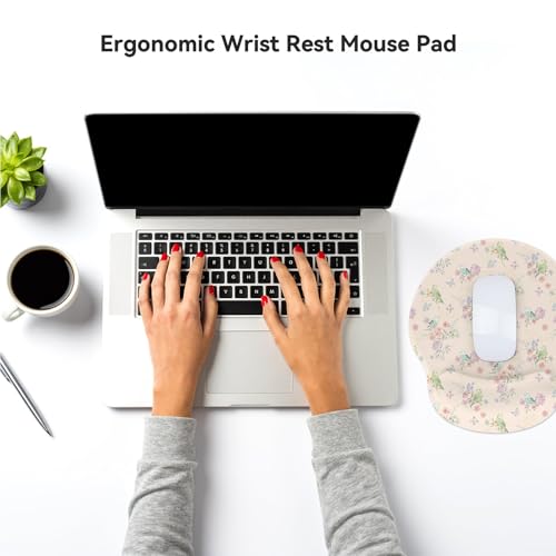 RICHEN Ergonomic Mouse Pad with Wrist Support,Non-Slip Rubber Base for Computer Laptop & Mac,Lightweight Rest for Home,Office & Travel (Pink Flowers Birds) - color: Pink Flowers Birds